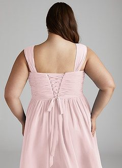 Azazie Angie Bridesmaid Dresses Blushing Pink A-Line Corset Chiffon Dress image19