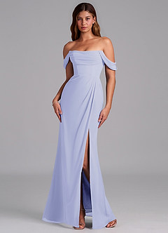 Azazie Johana 신부 들러리 드레스 인어 오프 더 숄더 쉬폰 바닥 길이 드레스 image7