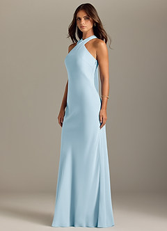 Azazie Doretta Bridesmaid Dresses Sky Blue Mermaid Pleated Chiffon Dress image4
