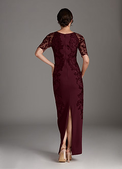 Azazie Farrah vestidos de madre de la novia Vestido de Cabernet de Crepé elástico de Recto con Encaje image4