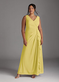 Azazie Manuella Mère de la mariée Robes Robe Trapèze en Mousseline de soie Col V plissé Canari image13