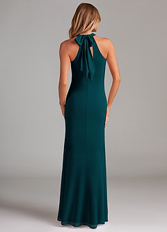 Azazie Doretta Bridesmaid Dresses Pine Mermaid Pleated Chiffon Dress image2