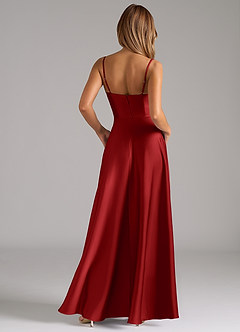 Azazie Elle Robes de demoiselle d'honneur Robe Trapèze en Satin extensible Plissée Grenade image7