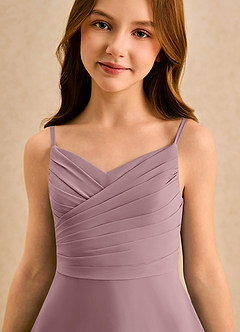 Azazie Hollie Girls Formal vestidos de niña de las flores Vestido de Rosa Polvorienta de Gasa de Corte en A con Escote de Corazón image6