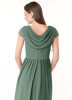 Azazie Organa Robes de demoiselle d'honneur Robe Trapèze en Mousseline de soie Plissée Eucalyptus image6