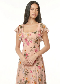 Azazie Bondi Robes de demoiselle d'honneur Robe Trapèze en Mousseline de soie Volant Fleurs De Pétales De Rose image6