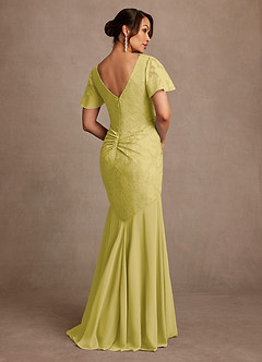 Azazie Jolene Mother of the Bride Dresses Canary Mermaid Pleated Floral Burnout Dress image2