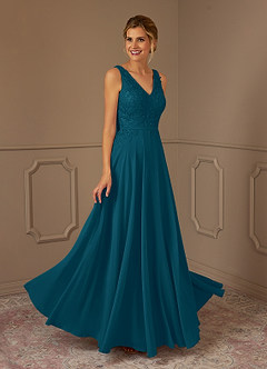 Azazie Joules Mother of the Bride Dresses Ink Blue A-Line Sequins Chiffon Dress image4