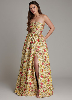 Azazie Zeta Probar vestidos en casa Vestido de Girasol de Brocado de Corte en A con Corsé image1