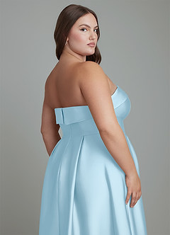 Azazie Lucienne Bridesmaid Dresses Sky Blue A-Line Strapless Stretch Satin Convertible Dress image10