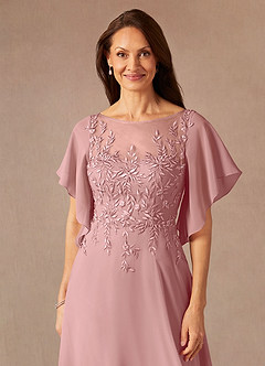 Azazie Faviola Final Sale Dusty Rose A-Line Boatneck sequins Chiffon Dress image4