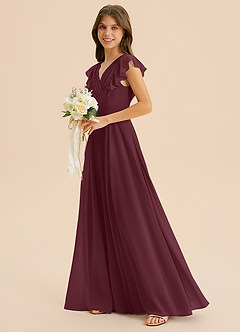 Azazie Anysa Junior Robe Trapèze en Mousseline de soie Rayé Cabernet image6