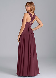 Azazie Darana Final Sale Cabernet A-Line Corset Chiffon Dress image8