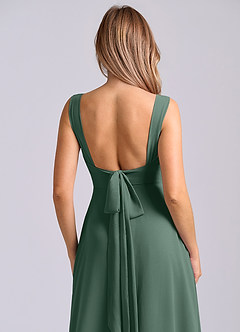 Azazie Beatrice At-home Try On Dresses Dusty Blue A-Line Sweetheart Neckline Chiffon Dress image7