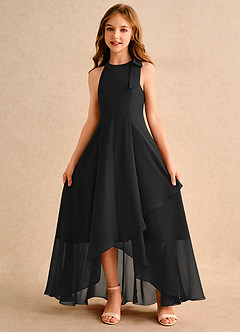 Azazie Boop Girls Formal Abiti da Ragazza di Fiori Abito A-Line in Chiffon Fiocco Nero image5