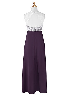 Azazie Rana Junior Plum A-Line Lace Chiffon Dress image6