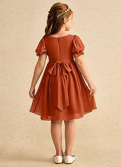 Azazie Jolie Flower Girl Dresses Burnt Orange A-Line with Sleeves Chiffon Dress image2