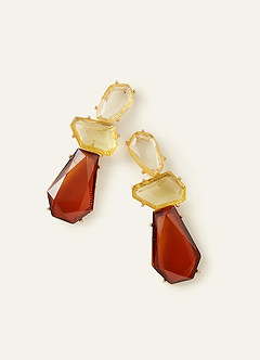 front Geometric Gemstone Statement Drop Earrings