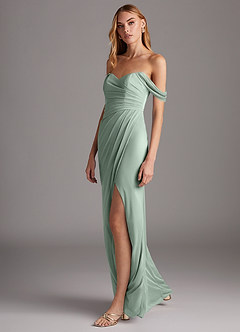 Azazie Selma Bridesmaid Dresses Agave Sheath Sweetheart Neckline Mesh Convertible Dress image4
