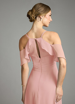 Azazie Dakota Bridesmaid Dresses Rosette A-Line V-Neck Pleated Chiffon Dress image6