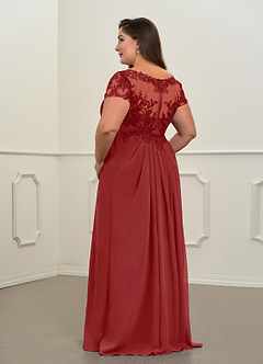 Azazie Dunja Mother of the Bride Dresses Rust A-Line V-Neck Lace Chiffon Dress image12
