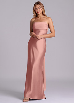 Azazie Ailanie Brudtärnklänningar Klä av Tubklänning i Stretch Satin Axelbandslös Rosett image3