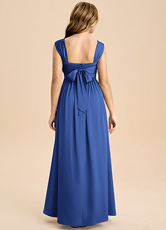 Azazie Hattie Junior Royal Blue A-Line Pleated Stretch Satin Dress image2