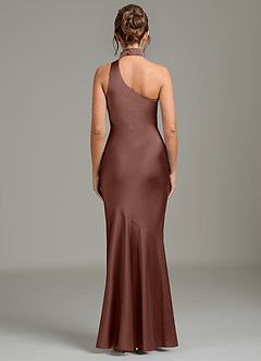 Azazie Jalissa Bridesmaid Dresses Espresso Mermaid One Shoulder Stretch Satin Dress image6