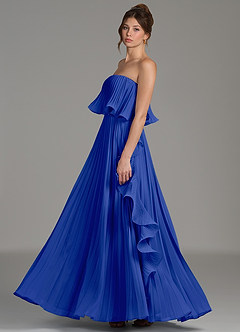 Azazie Alexia Bridesmaid Dresses Royal Blue A-Line Ruched Chiffon Dress image5