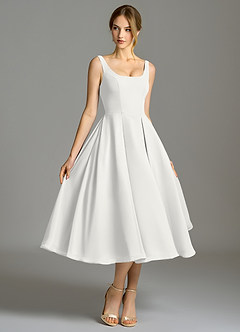 Azazie Amalie Brautjungfernkleider A-Linie Plissee Chiffon Kleid Weiß image3