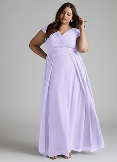 Azazie Organa Bridesmaid Dresses Lilac A-Line Pleated Chiffon Dress image8