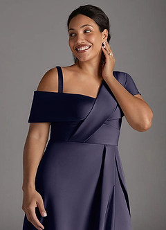Azazie Milton Mother of the Bride Dresses Stormy A-Line Pleated Stretch Satin Dress image14