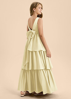 Azazie Meadowyn Junior Robe Trapèze en Satin extensible Arc Sorbet Citron image1