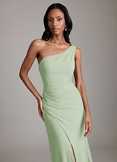 Azazie Madelyn Bridesmaid Dresses Dusty Sage Mermaid One Shoulder Chiffon Convertible Dress image8