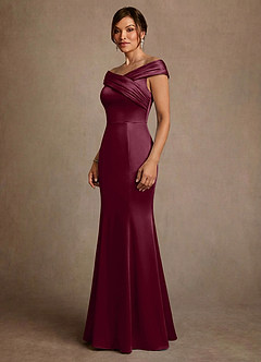 Azazie Aberdeen vestidos de madre de la novia Vestido de Mora de Satén Elástico de Corte Recto con Plisado image3