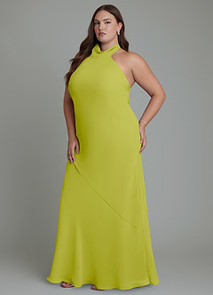 Azazie Velli Bridesmaid Dresses Lemongrass Mermaid High Neck Chiffon Dress image12