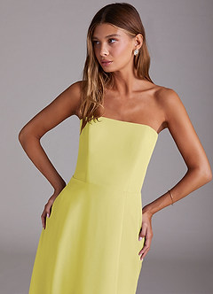 Azazie Wren Bridesmaid Dresses Lemon Sorbet A-Line Side Slit Chiffon Convertible Dress image5