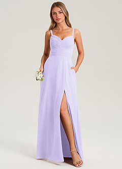 Azazie Terese Brautjungfernkleider A-Linie Plissee Chiffon Kleid Flieder image1