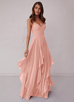 Coquette Dusty Rose Chiffon A-Line V-Neck V-Back with Sash Detail Ankle-Length Bridesmaid Dress main image 0