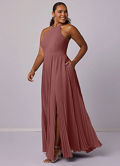 Barbie ♥ Azazie Bridesmaid Dresses Desert Rose A-Line Pleated Chiffon Dress image10