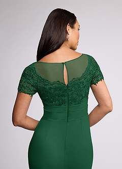 Azazie Susan Mother of the Bride Dresses Dark Green Sheath Lace Stretch Crepe Dress image5