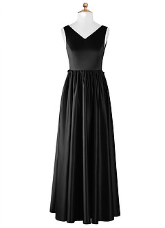 Azazie Hathaway Junior Black A-Line Bow Matte Satin Dress image6