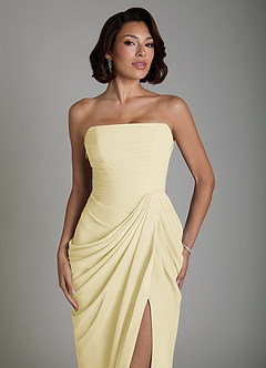 Azazie Nyra Robes de demoiselle d'honneur Robe Fourreau en Mousseline de soie Corset Sorbet Citron image6