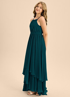 Azazie Elliora Junior Pine A-Line Pleated Chiffon Dress image6