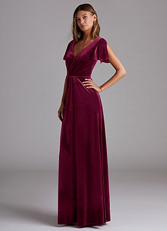 Azazie Soren Bridesmaid Dresses Cabernet A-Line Velvet Dress image3