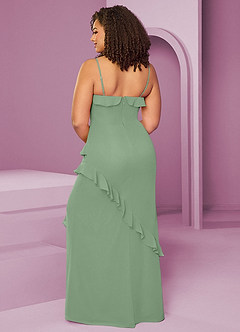 Barbie ♥ Azazie Jurken voor bruidsmeisjes Jurk van Chiffon met Kolom Matcha image10