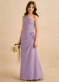 Azazie Sophie Girls Formal Abiti da Ragazza di Fiori Abito Tubino in Chiffon Monospalla Glicine image4