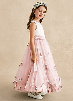Azazie Vi Flower Girl Dresses Blushing Pink A-Line Sleeveless Tulle Dress image7