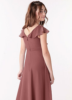 Azazie Posie Junior Desert Rose A-Line Ruched Chiffon Dress image5