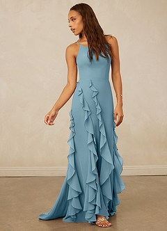 Christian Siriano Bridal for Azazie 1006 Bridesmaid Dresses Moody Blue Mermaid Ruched Chiffon Dress image4